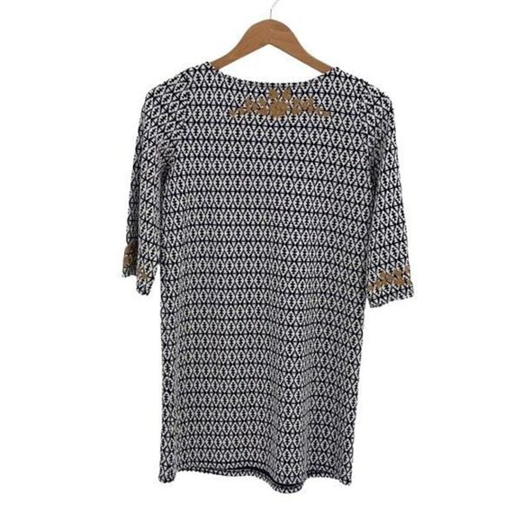 THML Womens Geometric Print Embroidered Shift Mini Dress Multicolor Size Small - Picture 3 of 8